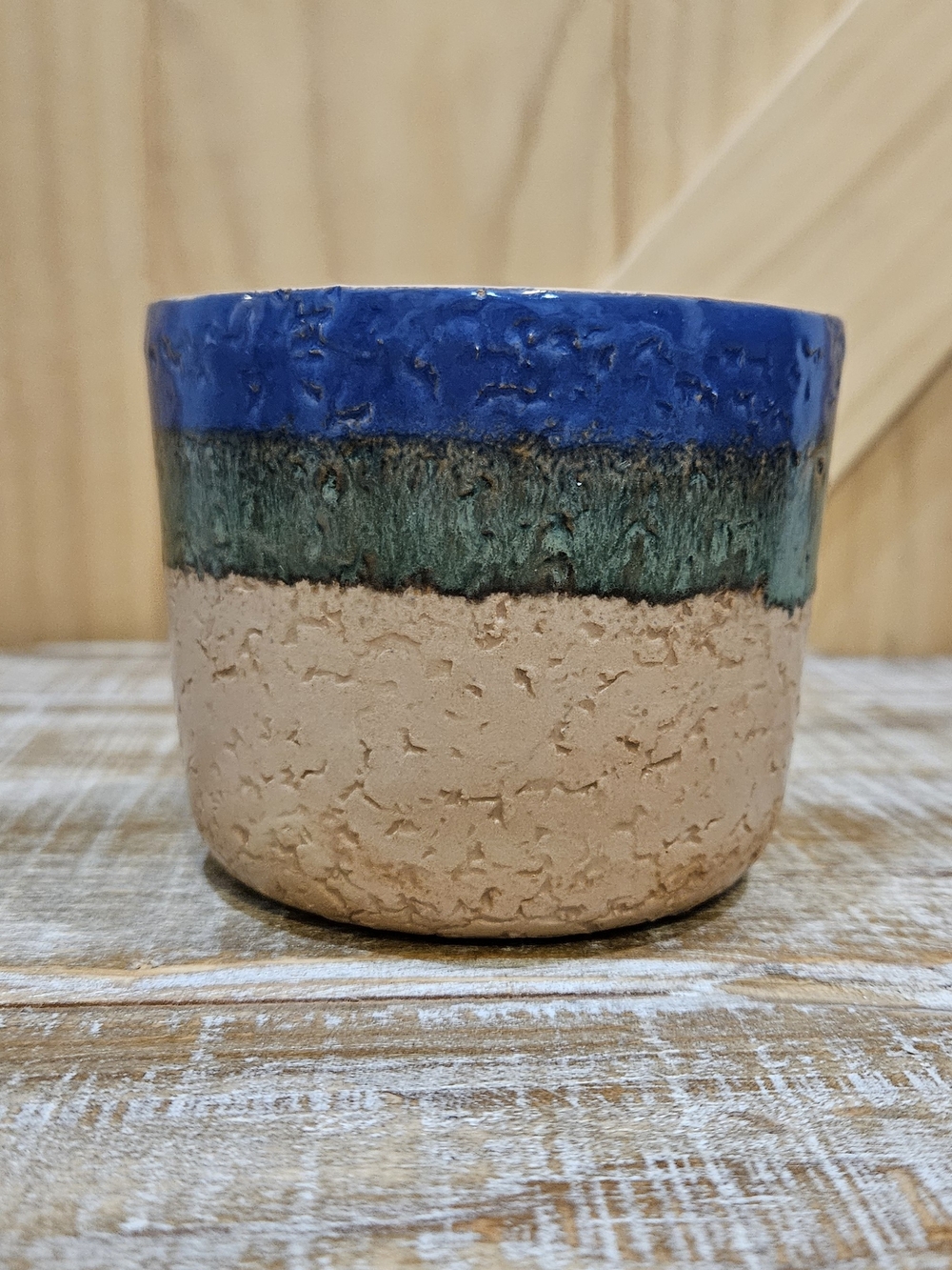 Vintage | Italian Handcrafted Blue and Green Glazed Ceramic Planter